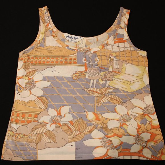 80's Vintage Pastel Art Deco Flappers Crop-Top - Picture 9 of 11